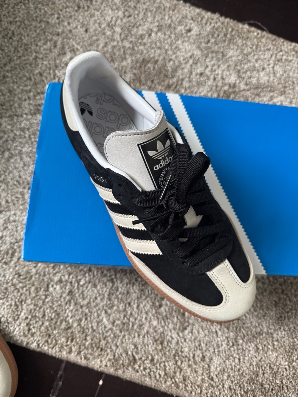 adidas Black and Cream Classic Low-Profile Sneakers - Picture 3 of 3